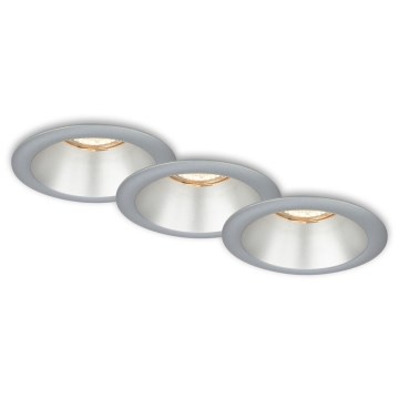 Briloner 7042-034 - SET 3x Badkamer inbouwverlichting 1xGU10/9W/230V IP23 zilver