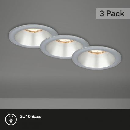 Briloner 7042-034 - SET 3x Badkamer inbouwverlichting 1xGU10/9W/230V IP23 zilver