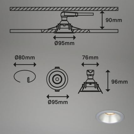 Briloner 7042-034 - SET 3x Badkamer inbouwverlichting 1xGU10/9W/230V IP23 zilver