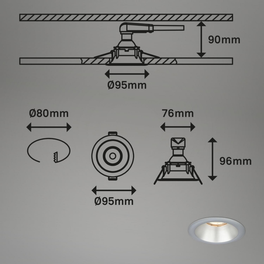 Briloner 7042-034 - SET 3x Badkamer inbouwverlichting 1xGU10/9W/230V IP23 zilver