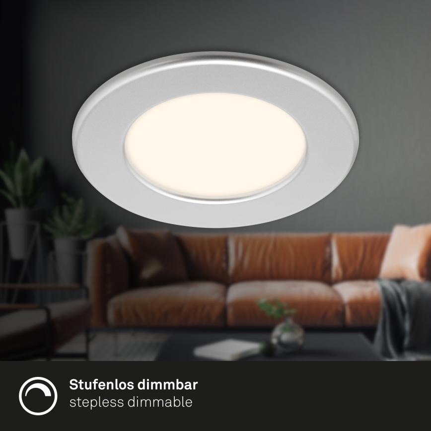 Briloner 7049014 - dimbare LED-inbouwspot voor badkamer, 6W/230V, 3000K (warmwit), IP44, mat chroom
