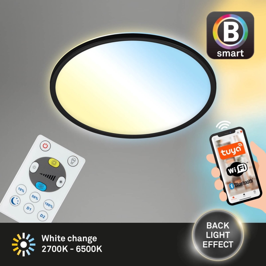 Briloner 7059-015 - Dimbare LED Plafondlamp SLIM LED/22W/230V 2700-6500K Wi-Fi Tuya + afstandsbediening
