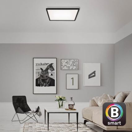 Briloner 7060-015 - LED dimbaar opbouwpaneel SLIM LED/22W/230V 2700-6500K 42x42 cm zwart Wi-Fi Tuya + afstandsbediening