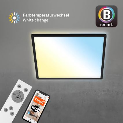 Briloner 7060-015 - LED dimbaar opbouwpaneel SLIM LED/22W/230V 2700-6500K 42x42 cm zwart Wi-Fi Tuya + afstandsbediening