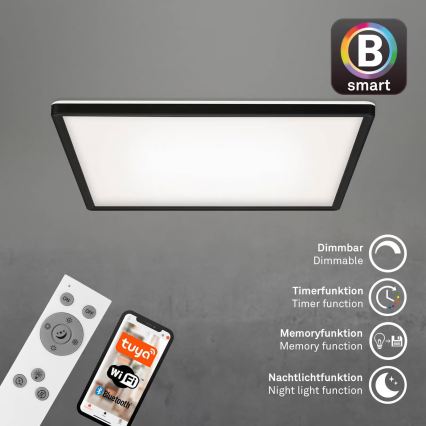 Briloner 7060-015 - LED dimbaar opbouwpaneel SLIM LED/22W/230V 2700-6500K 42x42 cm zwart Wi-Fi Tuya + afstandsbediening
