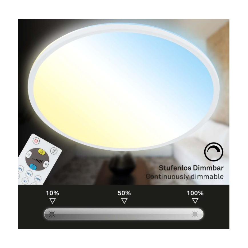 Briloner 7079-016 - Dimbare LED plafondlamp SLIM LED/18W/230V 2700-6500K + afstandsbediening