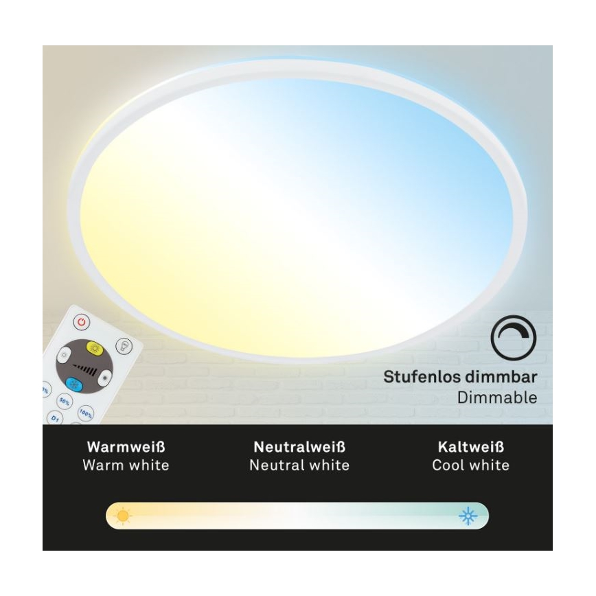 Briloner 7079-016 - Dimbare LED plafondlamp SLIM LED/18W/230V 2700-6500K + afstandsbediening