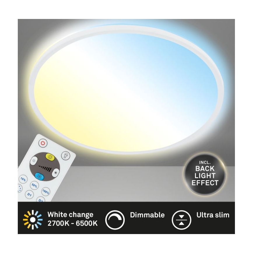 Briloner 7079-016 - Dimbare LED plafondlamp SLIM LED/18W/230V 2700-6500K + afstandsbediening