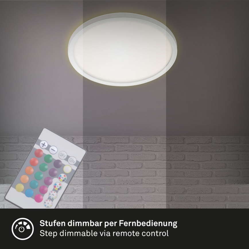 Briloner 7092-416 - RGBW dimbare plafondlamp SLIM LED/15W/230V + afstandsbediening
