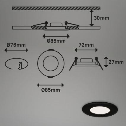 Briloner 7113-415 - Hangende LED Badkamer plafond verlichting FLAT LED/5W/230V IP44