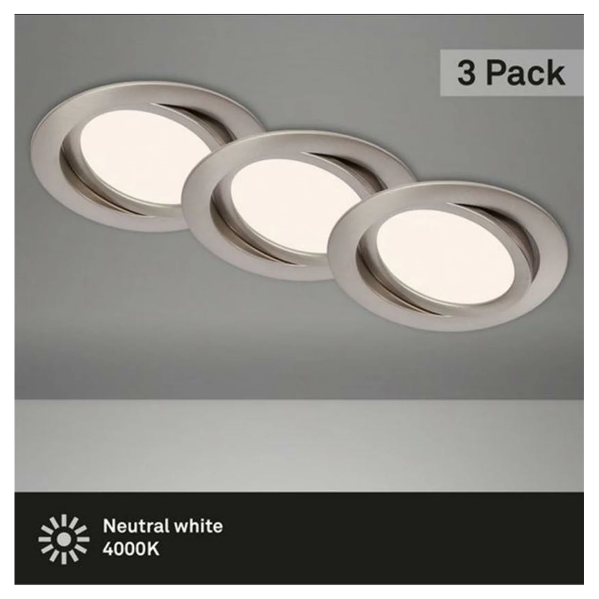 Briloner 7116-432 - SET 3x Hangende LED Badkamer plafond verlichting FLAT IN LED/9W/230V IP23