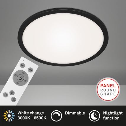 Briloner 7168-015 - Dimbare LED Plafondlamp PIATTO LED/22W/230V 3000-6500K diameter 40 cm zwart + afstandsbediening