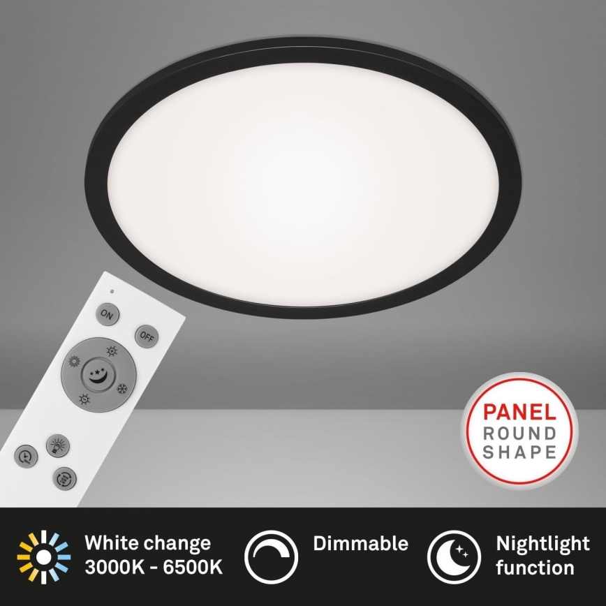 Briloner 7168-015 - Dimbare LED Plafondlamp PIATTO LED/22W/230V 3000-6500K diameter 40 cm zwart + afstandsbediening