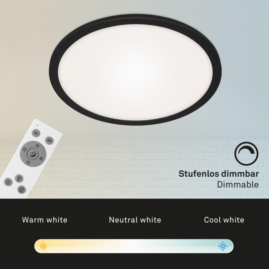 Briloner 7168-015 - Dimbare LED Plafondlamp PIATTO LED/22W/230V 3000-6500K diameter 40 cm zwart + afstandsbediening