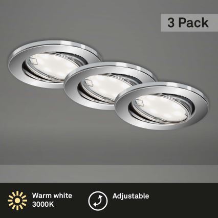 Briloner 7221-038 - SET 3x Hangende LED Badkamer plafond verlichting 1xGU10/3W/230V IP23 glanzend chroom 