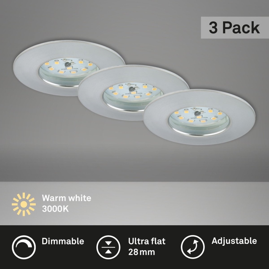 Briloner 7231-039 - SET van 3 dimbare LED-inbouwspots voor de badkamer LED/5,5W/230V IP44 mat chroom