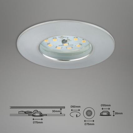 Briloner 7231-039 - SET van 3 dimbare LED-inbouwspots voor de badkamer LED/5,5W/230V IP44 mat chroom