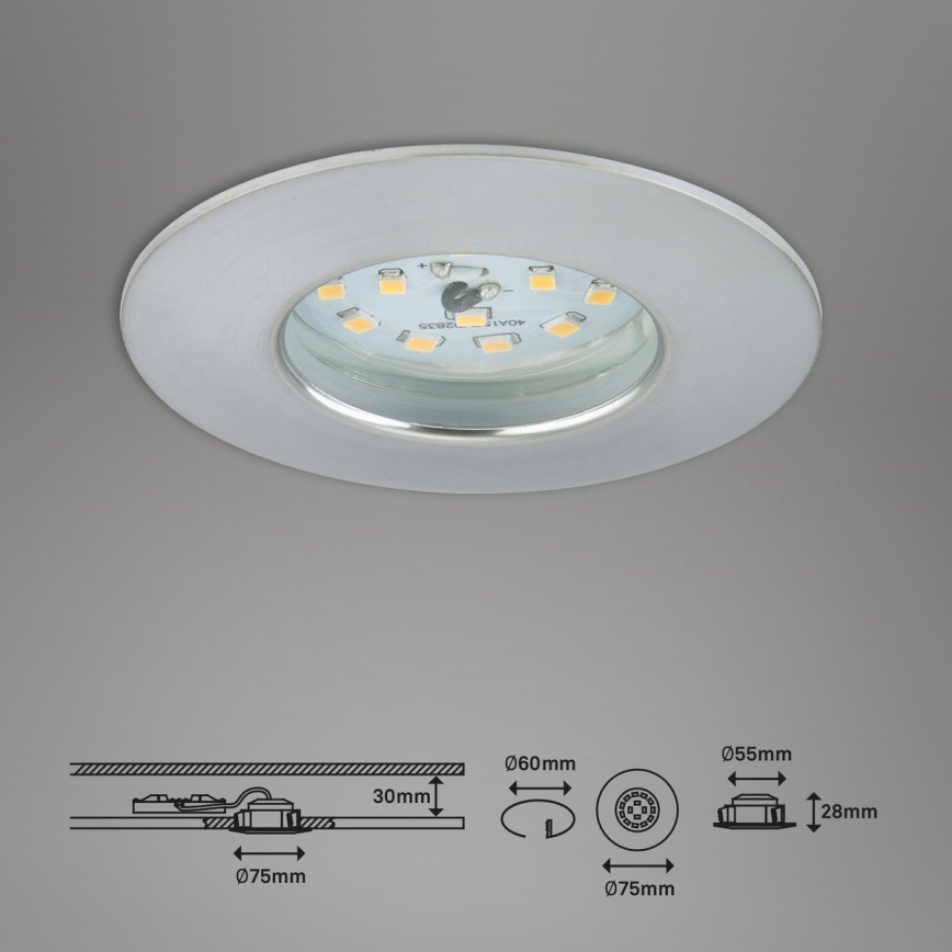 Briloner 7231-039 - SET van 3 dimbare LED-inbouwspots voor de badkamer LED/5,5W/230V IP44 mat chroom