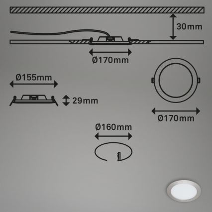 Briloner 7286-012 - Hangende LED Badkamer plafond verlichting LED/12W/230V IP44