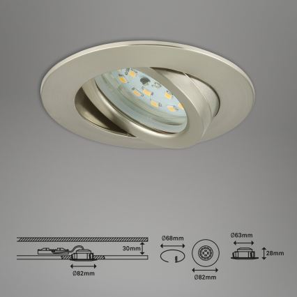Briloner 7296-012 - LED dimbare badkamer inbouwspot ATTACH LED/6,5W/230V IP23 mat chroom