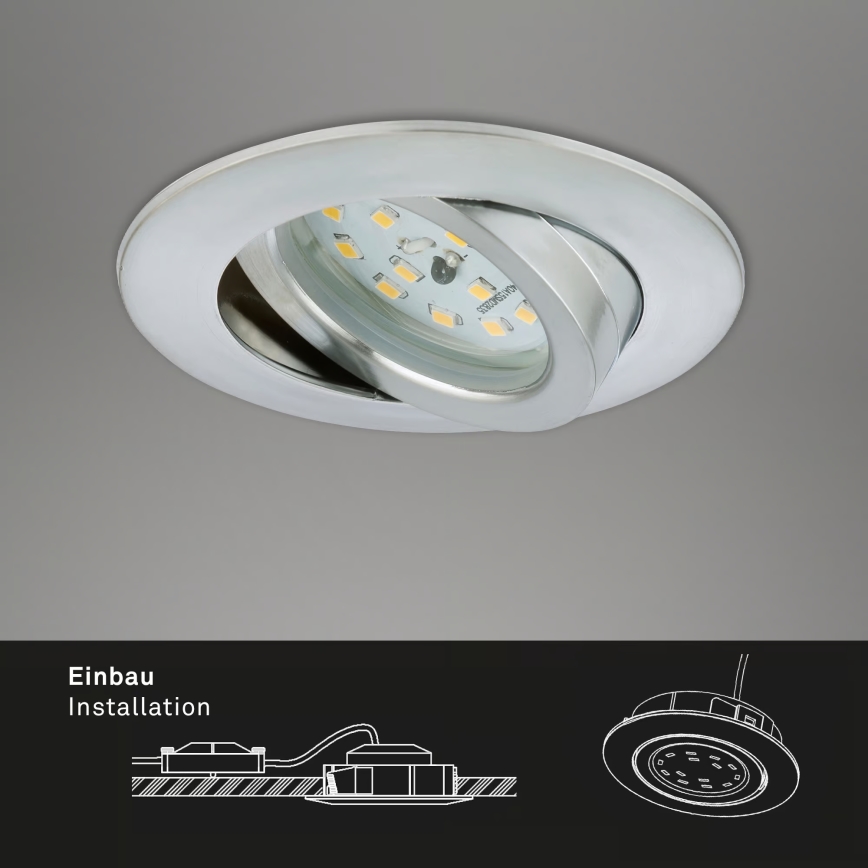 Briloner 7296-039 - Set van 3 dimbare LED-inbouwspots voor badkamer LED/6,5W/230V 3000K IP23 mat chroom
