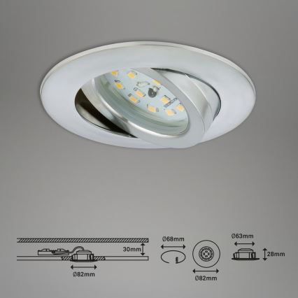 Briloner 7296-039 - Set van 3 dimbare LED-inbouwspots voor badkamer LED/6,5W/230V 3000K IP23 mat chroom
