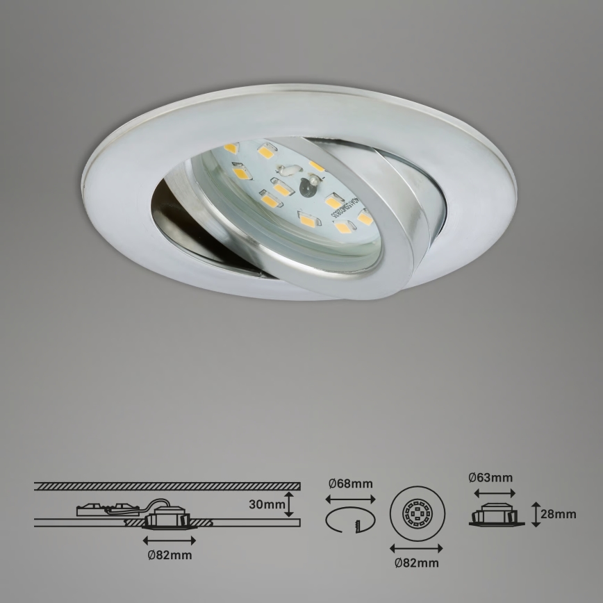 Briloner 7296-039 - Set van 3 dimbare LED-inbouwspots voor badkamer LED/6,5W/230V 3000K IP23 mat chroom