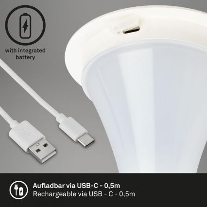 Briloner 7420016 - LED Dimbaar oplaadbaar aanraken buitenshuis tafellamp LED/4W/5V IP44 3000K wit