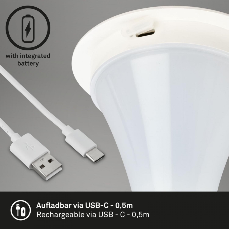 Briloner 7420016 - LED Dimbaar oplaadbaar aanraken buitenshuis tafellamp LED/4W/5V IP44 3000K wit