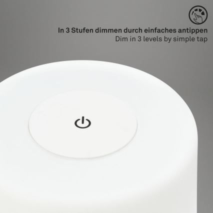Briloner 7420016 - LED Dimbaar oplaadbaar aanraken buitenshuis tafellamp LED/4W/5V IP44 3000K wit