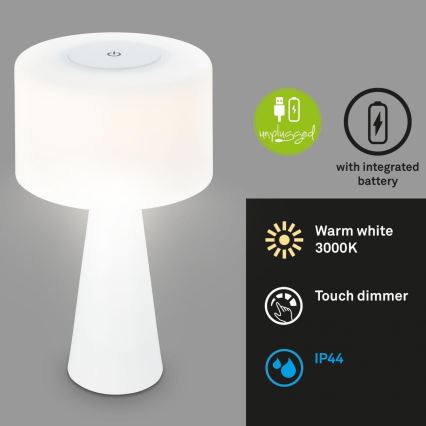 Briloner 7420016 - LED Dimbaar oplaadbaar aanraken buitenshuis tafellamp LED/4W/5V IP44 3000K wit