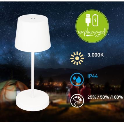 Briloner 7423016 - LED Dimbare Oplaadbare Buiten Tafellamp LED/2,6W/5V 2000mAh IP44 wit