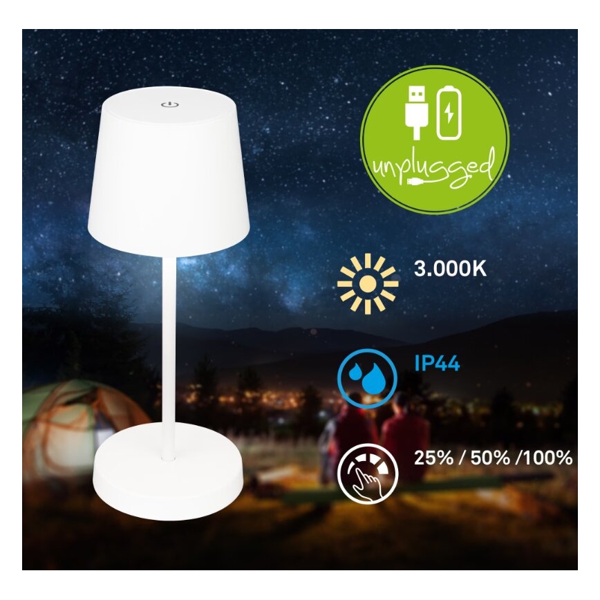 Briloner 7423016 - LED Dimbare Oplaadbare Buiten Tafellamp LED/2,6W/5V 2000mAh IP44 wit