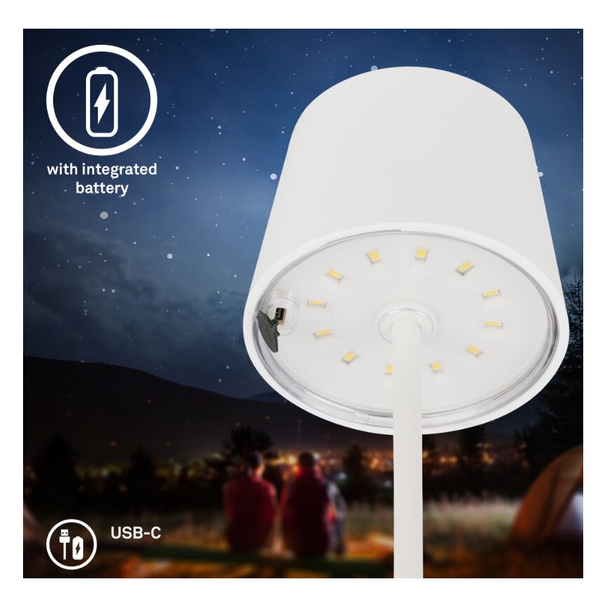 Briloner 7423016 - LED Dimbare Oplaadbare Buiten Tafellamp LED/2,6W/5V 2000mAh IP44 wit