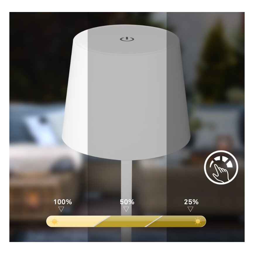 Briloner 7423016 - LED Dimbare Oplaadbare Buiten Tafellamp LED/2,6W/5V 2000mAh IP44 wit