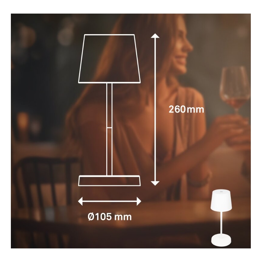 Briloner 7423016 - LED Dimbare Oplaadbare Buiten Tafellamp LED/2,6W/5V 2000mAh IP44 wit