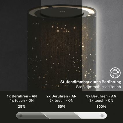 Briloner 7449-015 - LED Dimbaar buitenshuis aanraken lamp STARRY SKY LED/3W/5V IP44 zwart