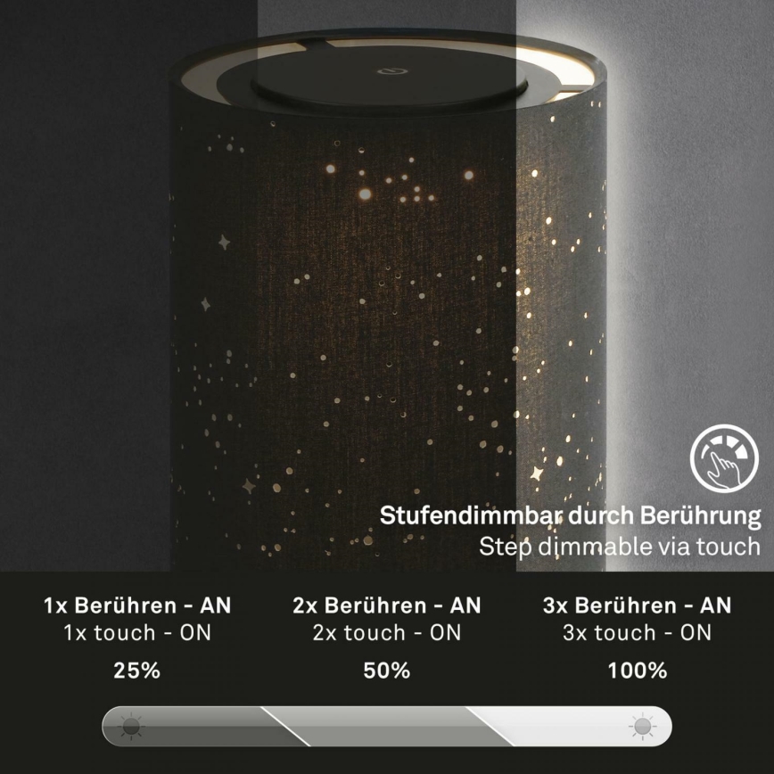 Briloner 7449-015 - LED Dimbaar buitenshuis aanraken lamp STARRY SKY LED/3W/5V IP44 zwart