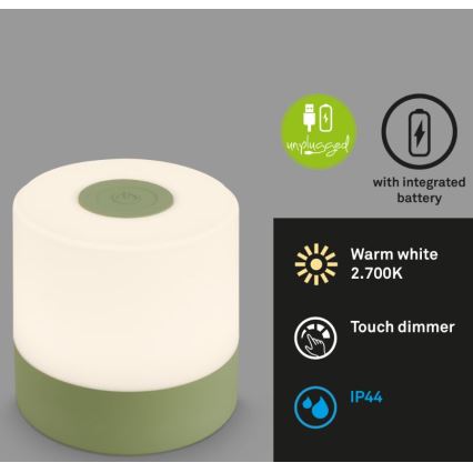 Briloner 7461019 - LED Dimbaar oplaadbaar buitenshuis tafellamp LED/2W/5V IP44 groen