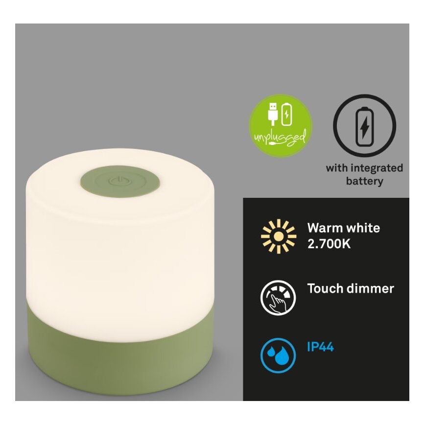 Briloner 7461019 - LED Dimbaar oplaadbaar buitenshuis tafellamp LED/2W/5V IP44 groen