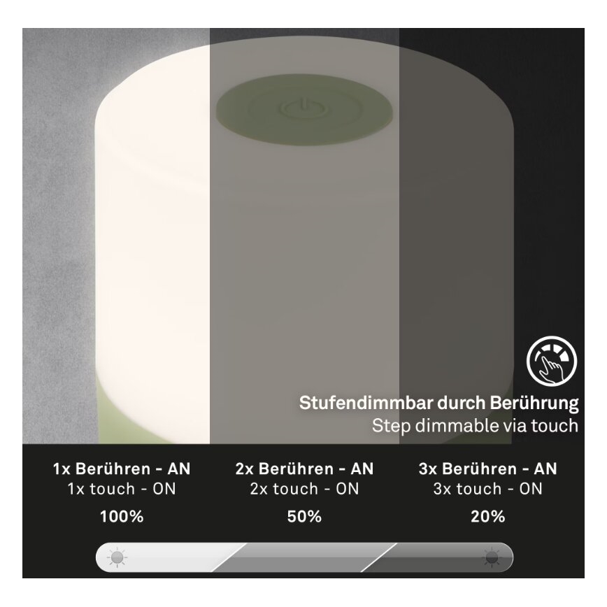 Briloner 7461019 - LED Dimbaar oplaadbaar buitenshuis tafellamp LED/2W/5V IP44 groen