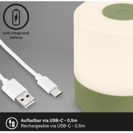 Briloner 7461019 - LED Dimbaar oplaadbaar buitenshuis tafellamp LED/2W/5V IP44 groen