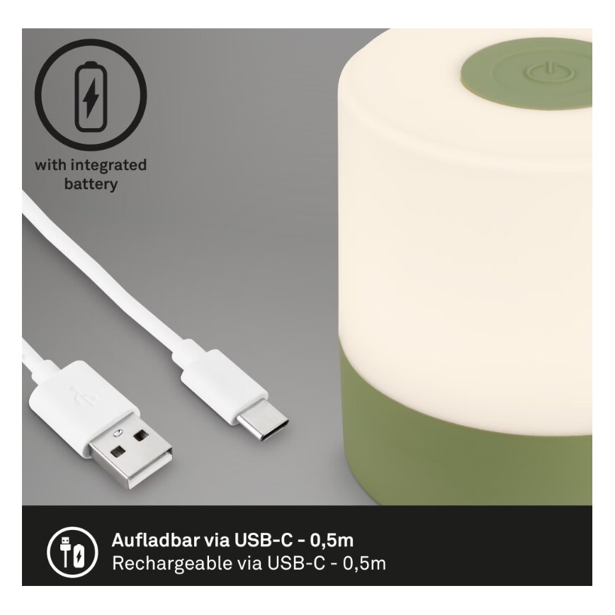 Briloner 7461019 - LED Dimbaar oplaadbaar buitenshuis tafellamp LED/2W/5V IP44 groen