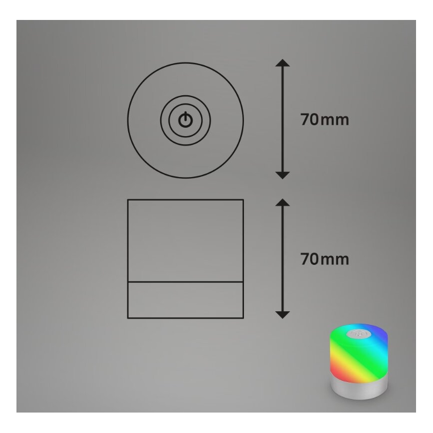 Briloner 7462014 - LED RGB Oplaadbaar buitenshuis tafellamp LED/1,5W/5V IP44 1200 mAh mat chroom