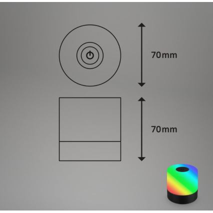 Briloner 7462015 - LED RGB Oplaadbare buiten tafellamp LED/1,5W/5V IP44 1200 mAh zwart