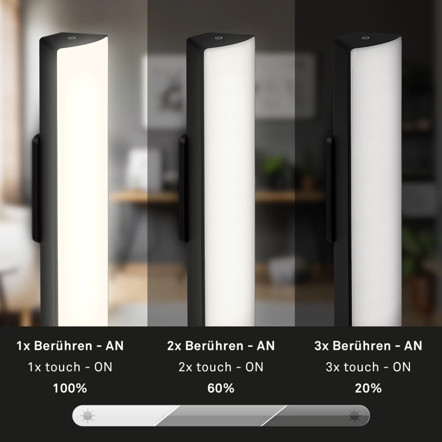 Briloner 7474-015 - LED Dimbaar aanraken oplaadbaar buitenshuis tafellamp 2in1 LED/7W/5V 2x2200 mAh USB 3000K IP44 zwart