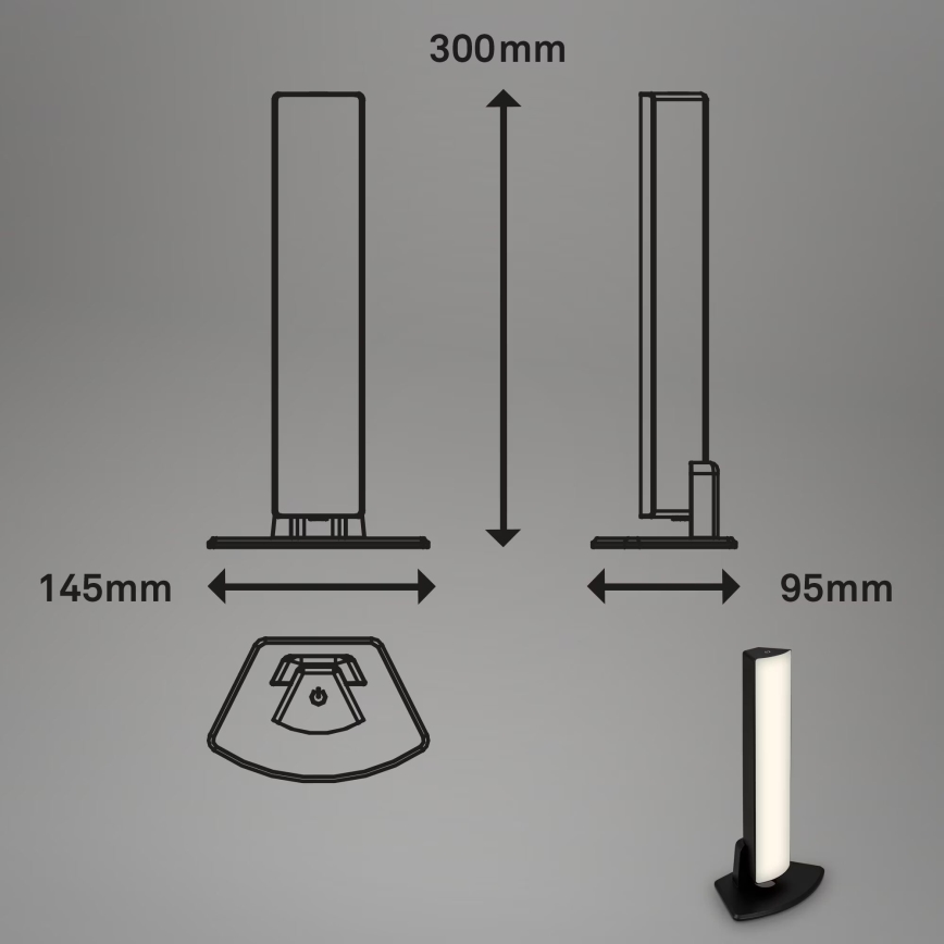 Briloner 7474-015 - LED Dimbaar aanraken oplaadbaar buitenshuis tafellamp 2in1 LED/7W/5V 2x2200 mAh USB 3000K IP44 zwart