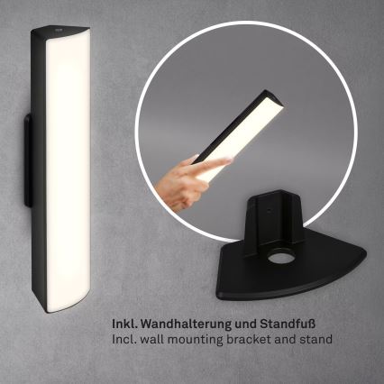 Briloner 7474-015 - LED dimbare oplaadbare buiten tafellamp 2-in-1 LED/7W/5V 2x2200 mAh USB 3000K IP44 zwart