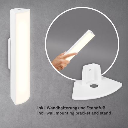 Briloner 7474-016 - LED dimbare oplaadbare buiten tafellamp 2-in-1 LED/7W/5V 2x2200 mAh USB 3000K IP44 wit