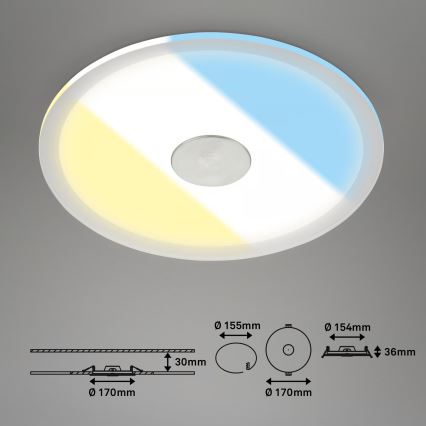 Briloner 7481019 - LED inbouwarmatuur voor badkamer LED/12W/230V 3000/4000/6500K IP44 wit
